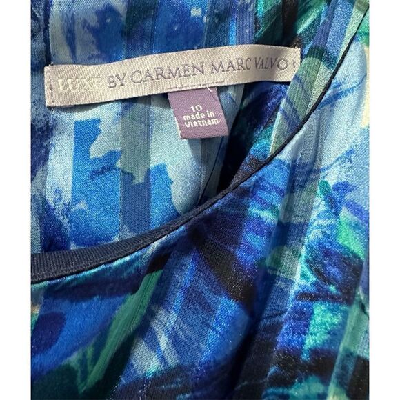 Luxe Carmen Marco Valvo fully lined blue teal sleeveless dress size 10 #40-1023 - Picture 3 of 9